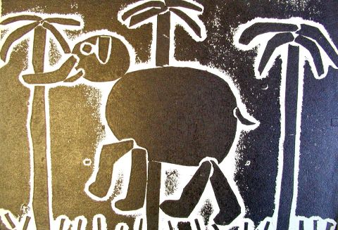 Archiv-Bild „Elefant mit drei Palmen“