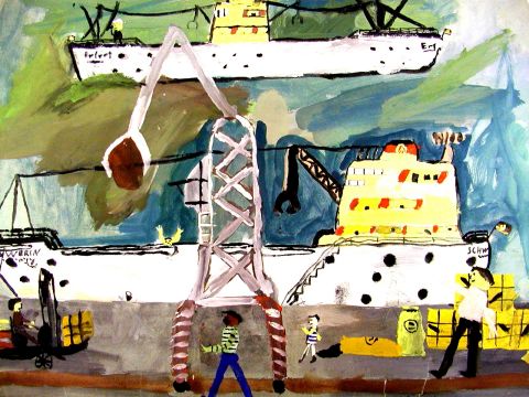 Archiv-Bild „Entladen der Schiffe im Hafen“