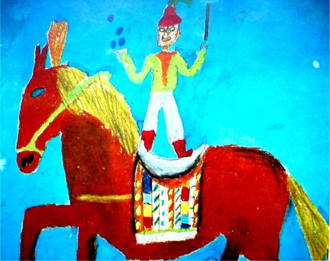 Archiv-Bild „Zyklus: Entlang der Erdölleitung ´Freundschaft´, Blatt 6: Jongleur auf Pferd“