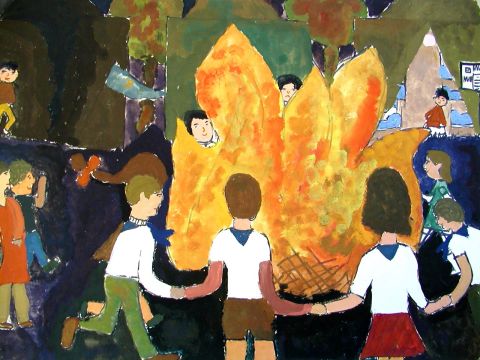 Archiv-Bild „Pioniere am Lagerfeuer“