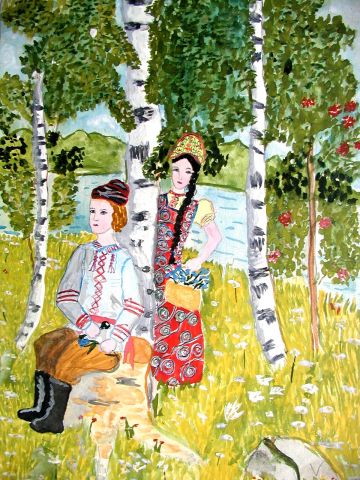 Archiv-Bild „Paar beim Blumenpflücken“