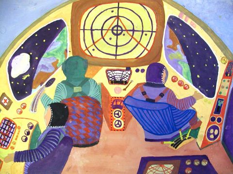 Archiv-Bild „Weltraumstation mit Blick auf die Erde“