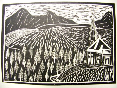 Archiv-Bild „Kirche und Berge“