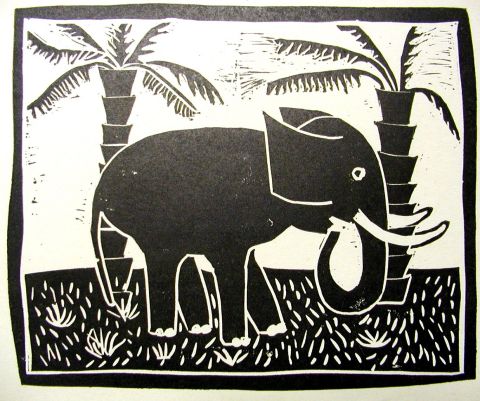 Archiv-Bild „Elefant mit zwei Palmen“