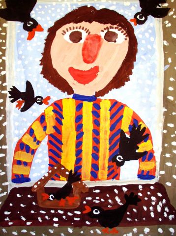 Archiv-Bild „Ich beobachte Vögel im Winter auf dem Fensterbrett“