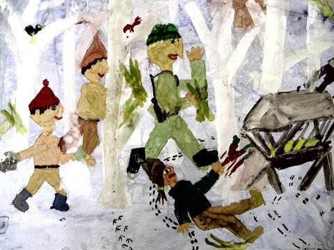 Archiv-Bild „An der Futterkrippe im Wald“