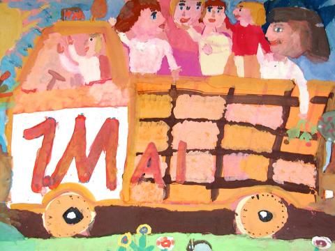 Archiv-Bild „Auf dem Festwagen zum 1. Mai“