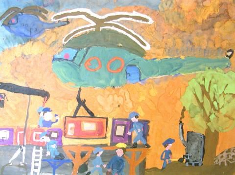 Archiv-Bild „Der fliegende Kran baut ein Haus“