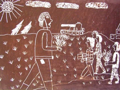 Archiv-Bild „Soldat mit Kindern“