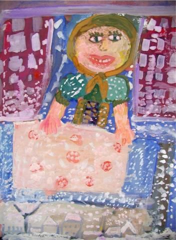 Archiv-Bild „Frau Holle schüttelt ihr Bett“