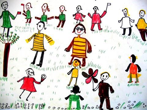 Archiv-Bild „Kinder mit Fähnchen“