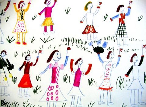 Archiv-Bild „Kinder mit Fähnchen“