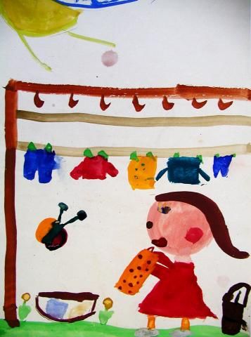 Archiv-Bild „Beim Wäscheaufhängen“