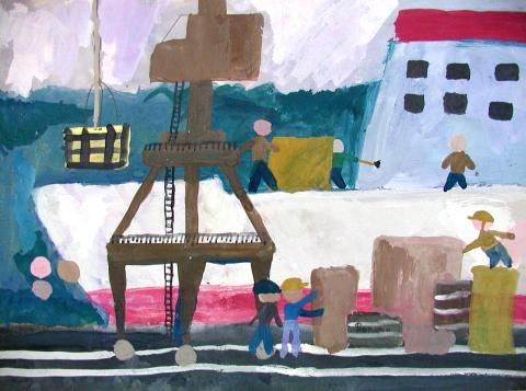 Archiv-Bild „Ein Schiff wird entladen“