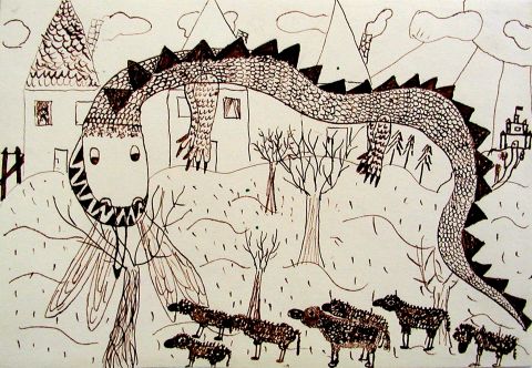 Archiv-Bild „Drache mit Schafen“