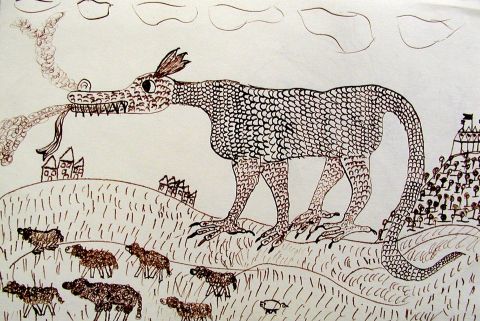 Archiv-Bild „Drache und Schafe“