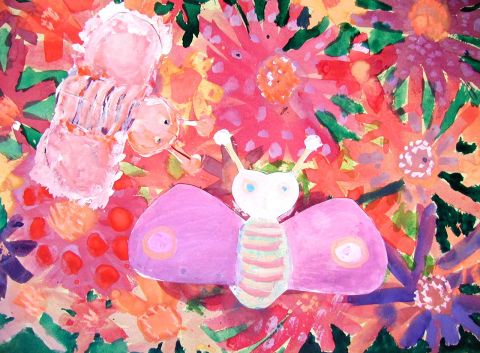 Archiv-Bild „Schmetterlinge fliegen über mein Blumenbeet“