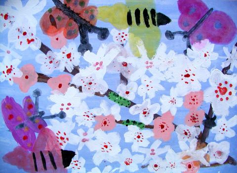 Archiv-Bild „Blühender Zweig mit Insekten“