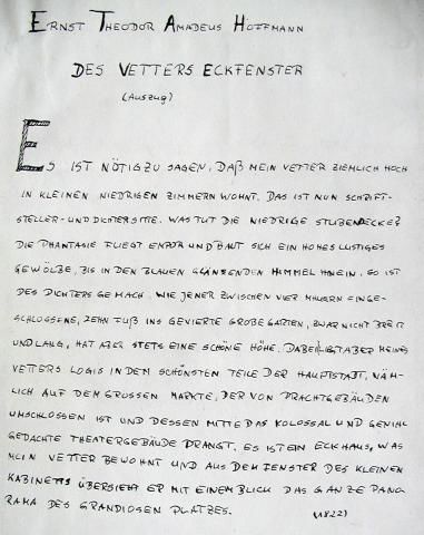 Archiv-Bild „E.T.A. Hoffmann: Des Vetters Eckfenster, Blatt 1“