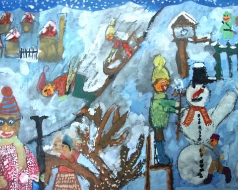Archiv-Bild „Rodelhang mit Schneemann“