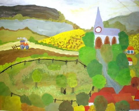 Archiv-Bild „Dorf mit Kirche“