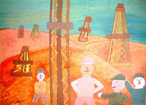 Archiv-Bild „Erdölförderung in der Wüste“