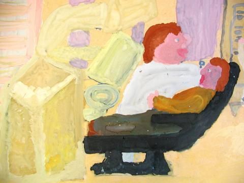 Archiv-Bild „Mutter assistiert dem Zahnarzt“