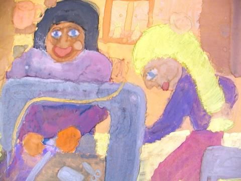 Archiv-Bild „Mutti arbeitet imStrumpfwarenbetrieb an der Nähmaschine“