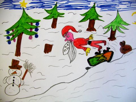Archiv-Bild „Weihnachtsmann fällt in den Schnee“