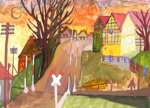 Archiv-Bild „Landschaft nach Knebel: Bahnübergang in Thüringen“