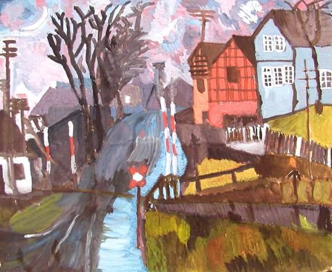 Archiv-Bild „Landschaft nach Knebel: Bahnübergang in Thüringen“