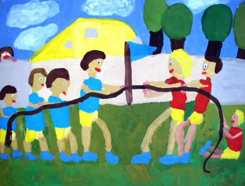 Archiv-Bild „Tauziehen im Ferienlager“