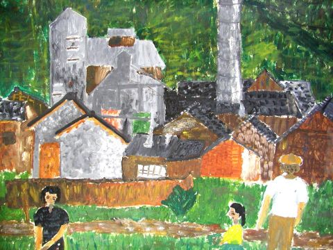 Archiv-Bild „Menschen vor der Fabrik“