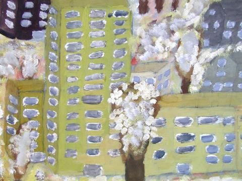 Archiv-Bild „Blühende Bäume im Neubauviertel“