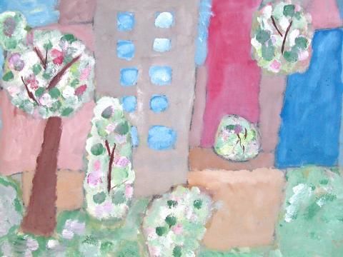 Archiv-Bild „Blühende Bäume im Neubauviertel“