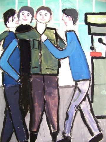 Archiv-Bild „Diskussion von Arbeitern über die Verbesserung der Produktion“