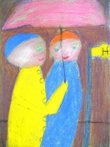 Archiv-Bild „Kinder unterm Regenschirm“