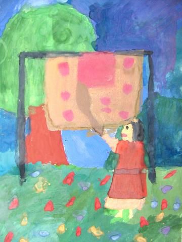 Archiv-Bild „Beim Teppichklopfen“