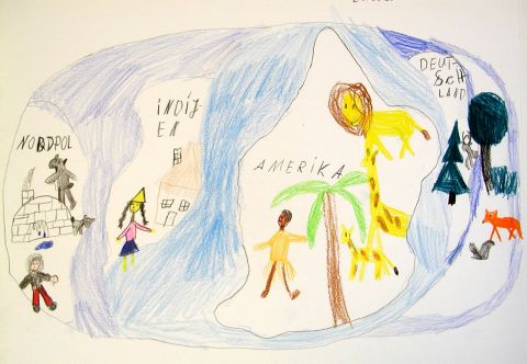 Archiv-Bild „Kinder auf der Erdkugel“