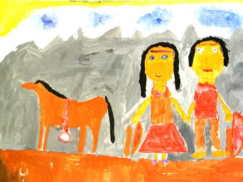 Archiv-Bild „Indianerkinder mit Pferd“