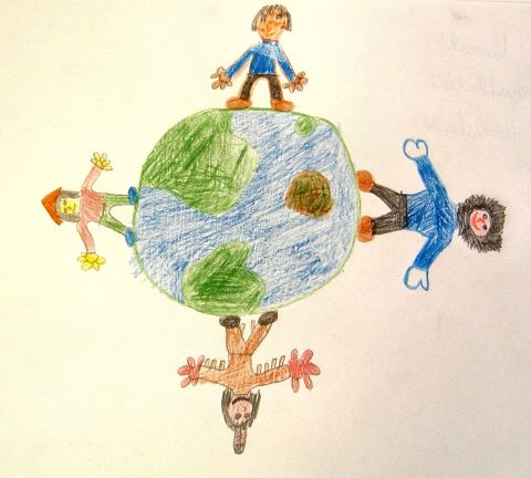 Archiv-Bild „Kinder auf der Erdkugel“