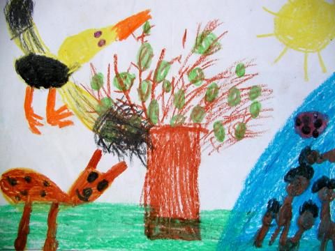 Archiv-Bild „Kinder und Tiere im fernen Land“