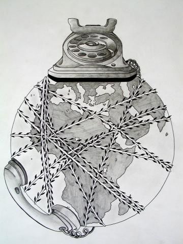 Archiv-Bild „Telefonieren um die Erde“