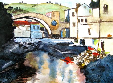 Archiv-Bild „Fluss mit Brücke“