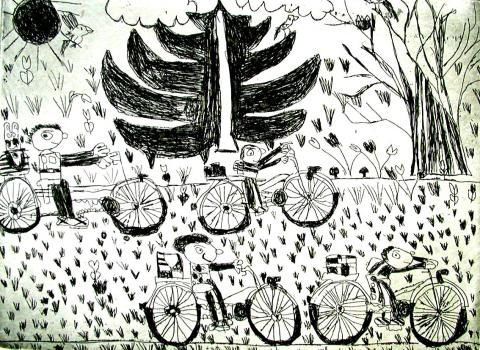 Archiv-Bild „Radfahrer im Wald“