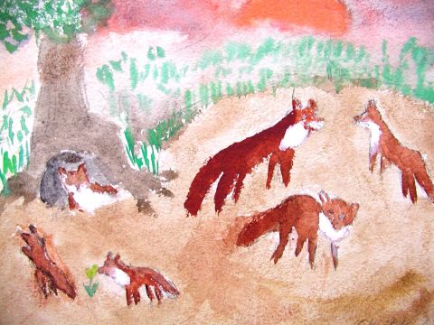 Archiv-Bild „Füchse vor ihrem Bau“