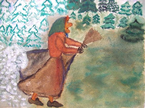 Archiv-Bild „Die Brockenhexe über dem verschneiten WAld“