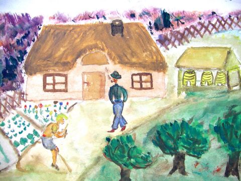 Archiv-Bild „Ein Heidehäuschen mit Garten“