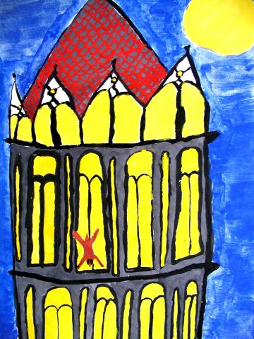 Archiv-Bild „Turm der Liebfrauenkirche mit Sagengestalt“