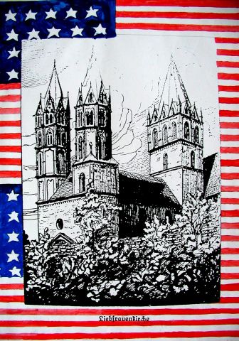 Archiv-Bild „Liebfrauenkirche mit Doppelflagge“